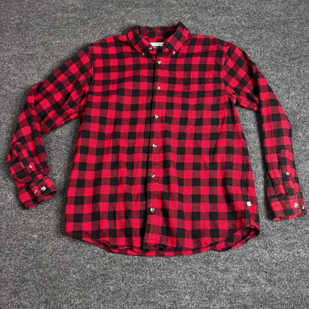 Magellan Outdoors Mens Shirt Red Black Buffalo Flannelβ Button Down Cotton L
